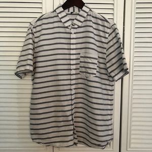 Men’s White with Grey Stripe Button Down